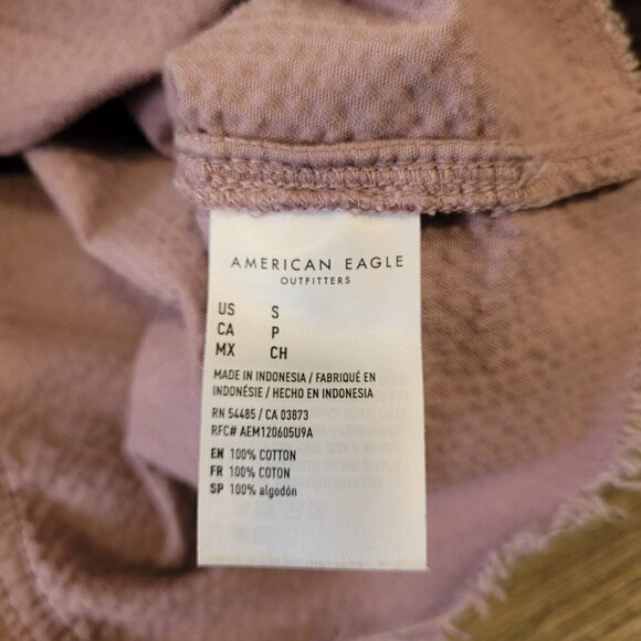 AMERICAN EAGLE | Corduroy Cropped Raw Hem Button Up Shacket | Sz. S - Picture 5 of 6